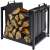 Black steel firewood log holder with fabric bag, 50.5x37x50cm