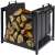 Black steel firewood log holder with fabric bag, 50.5x37x50cm