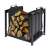 Black steel firewood log holder with fabric bag, 50.5x37x50cm