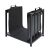 Black steel firewood rack with fabric liner