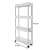 White 4-tier rolling storage cart with stainless steel frame, perfect for kitchen, bathroom, or laundry room organization