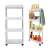 White 4-tier rolling storage cart with stainless steel frame, perfect for kitchen, bathroom, or laundry room organization