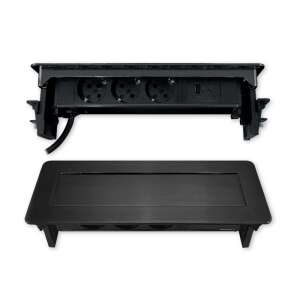 Gniazdo elektryczne Commel do zabudowy z 3 gniazdami i USB A+C, czarne, 16A 3680W - Dystrybutor