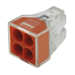 Conector de sârmă Commel cu 4 căi pentru fire masive, 0,75-2,5 mm2, transparent portocaliu, 20 buc. - Doze de legătură și conexiune