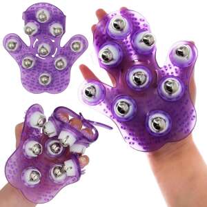 Lila masszázs kesztyű fém golyókkal cellulit és testmasszázshoz - Felnőtt úszógumi