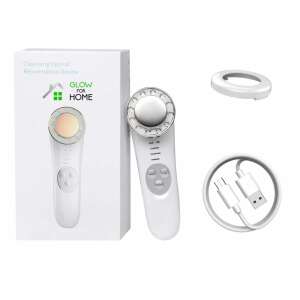 GlowforHome 5 in 1 Facial Treatment Device, LED Light Therapy, EMS Vibrations, Microcurrent, Anti-Aging, Skin Rejuvenation, White - Facial care device