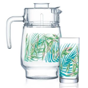 Luminarc Crazifolia kancsó és pohár szett trópusi levél mintával - Luminarc