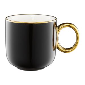 Cana Neagră Ambition Royal - 380ml Porțelan, Ceașcă de Cafea cu Margine Aurie - Servirea