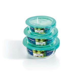 Egymásra rakott Luminarc Keep'n'Box Lagoon üveg ételtárolók fedőkkel - Luminarc