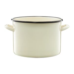 Emalia Olkusz 22 cm-es krém és fekete zománcozott fazék - Fazék