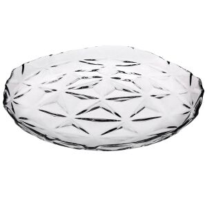Pasabahce Estrella 20 cm-es desszert tányér, átlátszó üveg geometrikus mintával - Pasabahce