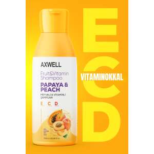 Axwell Шампоан с плодове и витамини Papaya & Праскова с витамини E, C, D, 750ml - Шампоан
