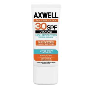 Axwell Napvédő krém SPF30 UVA/UVB védelem minden bőrtípusra, magas védelemű naptej, arc és test, smink alap, vízálló, 50ml - Napfényvédő