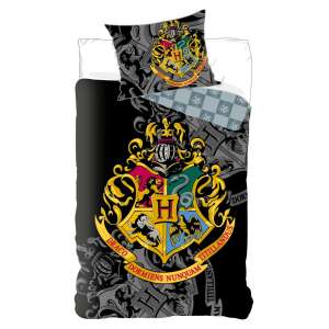 Zestaw pościeli Harry Potter Crest, poszwa 140x200cm i poszewka 70x90cm, czarny z herbem Hogwartu - Nonbrand Pościel - młodzież i dorośli