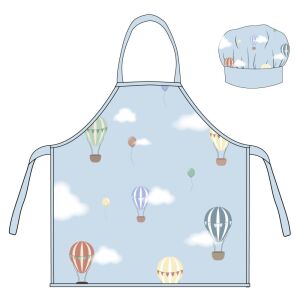 Hőlégballon Blue Kids Apron and Chef Hat Set, hot air balloon pattern - Kids' apron
