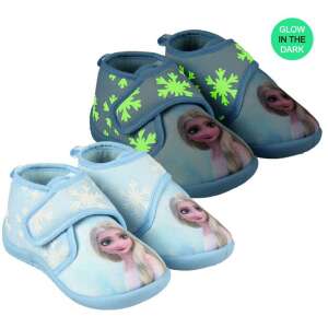Disney Frozen Leucht-Hausschuhe für Kinder, blau mit Schneeflockenmuster und Elsa-Bild - Schuhe mit weichen Sohlen, Schuhe für den Kinderwagen
