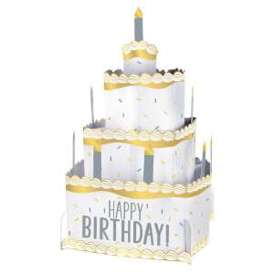 Happy Birthday Kuchen Tischdekoration, Gold und Silber, 25,4 cm - Partydeko
