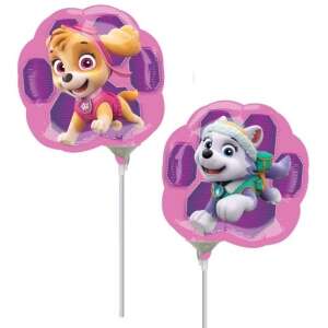 Dwa mini balony foliowe Paw Patrol, jeden ze Skye, a drugi z Everest, różowe z fioletowym nadrukiem łapy - Bułka w powietrzu