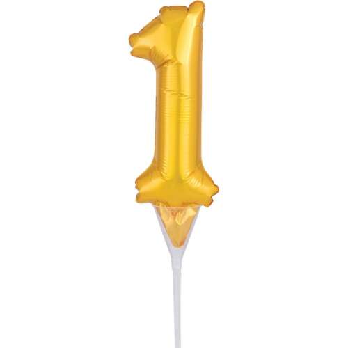 Gold number 1 foil balloon for cake