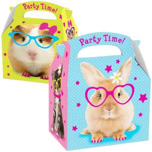 Party Time! Geschenkkartons mit Haustier-Motiv, 2er-Pack, mit einem Meerschweinchen und einem Kaninchen mit Brille, perfekt für Geburtstagsfeiern oder besondere Anlässe. - Geschenkverpackungen