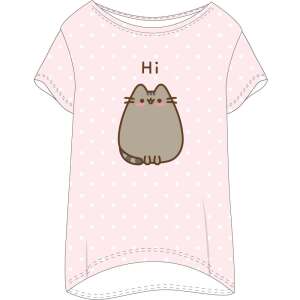 Pusheen Damen-Kurzarm-T-Shirt in Rosa mit weißen Punkten und Pusheen-Katzen-Druck - Pusheen