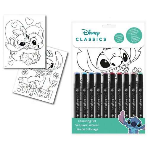 Disney Lilo és Stitch színező készlet 2 színező lappal és 10 filctollal