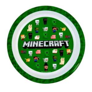 Minecraft Grüner Plastikteller mit Minecraft-Charakteren und Logo - Füttern