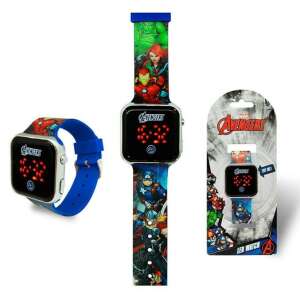 Avengers Team Spirit digital LED watch with blue strap and Avengers characters printed on it - Fashion & Clothing
