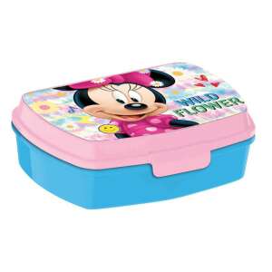 Disney Minnie Mouse Wild Flower lunch box, pink and blue plastic container with Minnie Mouse design - Feeding
