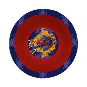Spiderman Web-Slinger plastic bowl, red with blue rim, featuring Spiderman swinging on a web, perfect for kids - Kids' Plate