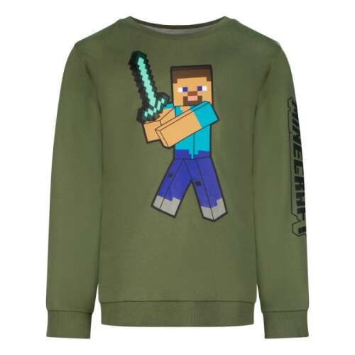 Minecraft Kinder-Sweatshirt, Grün, Steve mit Schwert, Alter 6-12