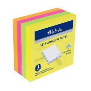 Victoria Office Öntapadó jegyzettömb, 75x75 mm, 400 lap, neon színek - Jegyzettömb