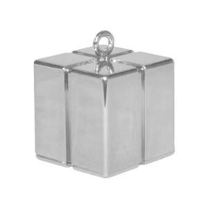Silver gift box shaped balloon weight - Balloon