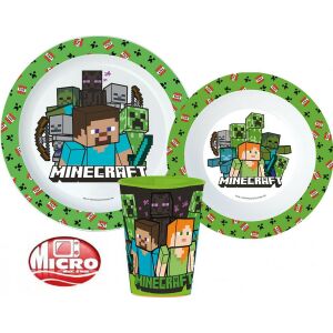 Minecraft jedálenská súprava, mikro plastová sada, s pohárom 260 ml