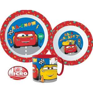 Disney Cars 3-piece kids dinnerware set, featuring Lightning McQueen and Mater, includes a bowl, plate, and mug, microwave safe - Children's dinnerware set