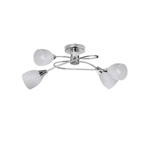 Rábalux Amy mennyezeti lámpa 4 izzóval, króm kivitelben, fehér üveg árnyékolókkal