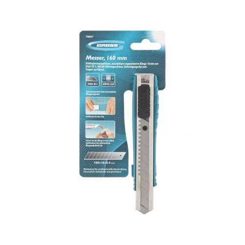 Gross 160 mm segédkést, kék és ezüst színben, visszahúzható pengével