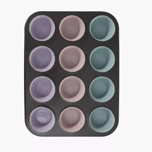 Muffin sütőtálca, sütőlap + 12 db szilikon forma (Ruhhy) 103886393