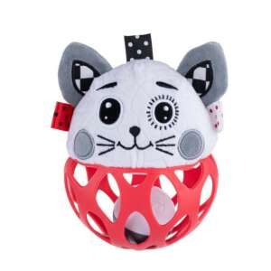 Bali Bazoo grzechotka-gryzak w kształcie kota, czerwona i biała, dla niemowląt - Moni