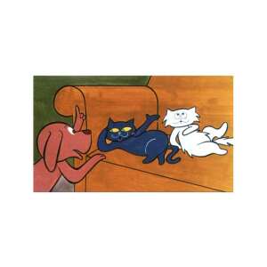 Frakk și pisicile leneșe - Diafilm - Ilustrație cu Frakk câinele și două pisici pe o canapea - Filme diapozitive