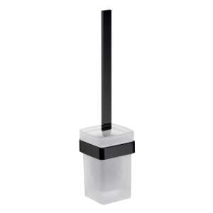 EMCO Loft WC-kefe tartó, szatén kristály üveg, fekete - WC kefe & tartó