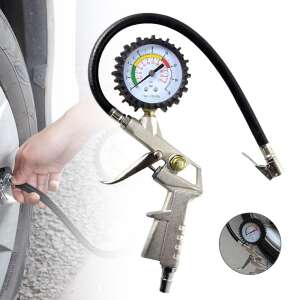 Truck tire inflator gun with pressure gauge in use - Compressor Accessory