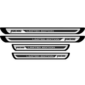 Set de 4 protectoare de prag pentru uși de mașină Racing Limited Edition cu autocolante cromate - Abțibilduri auto.