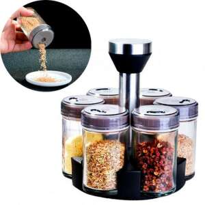 Set of 6 EDAR spice jars with rotating stand, perfect for organizing your spices in the kitchen - Spice Rack