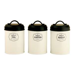 Bohmann Tea, Coffee, Sugar Canister Set, 3 piece set, metal storage containers, kitchen storage, pantry organization - Food storage