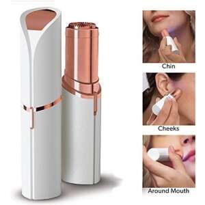 Finishing Touch Flawless Facial Hair Remover, a lipstick-shaped epilator for removing unwanted hair from the face, chin, cheeks, and around the mouth. It features a built-in LED light and is easy to use, portable, and pain-free. - Epilator