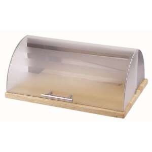 Bohmann BH-7250 wooden bread box with clear lid, angled view - Bread Bin
