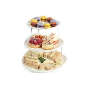 Stand de tortă cu 3 niveluri, alb, tavă de servire, stand de desert, stand de petrecere, pliabil, fără BPA - Servirea