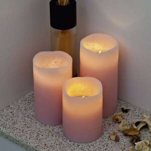 Set of 3 pink LED candles with remote control, perfect for creating a romantic atmosphere - Candle