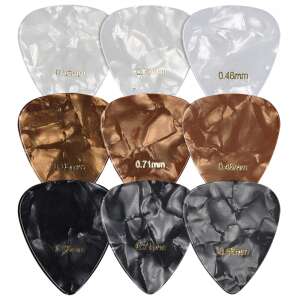 Kwmobile Guitar Pick Set, 9 Pieces, Thin, Medium & Heavy, Multicolor, Plastic, 47429.02
